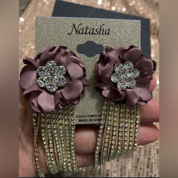 New Natasha Couture Chandelier Earrings : Mauve - Picture 3 of 5